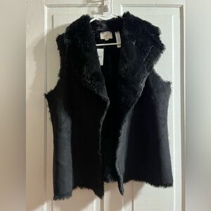 Loft Black Faux Fur Vest